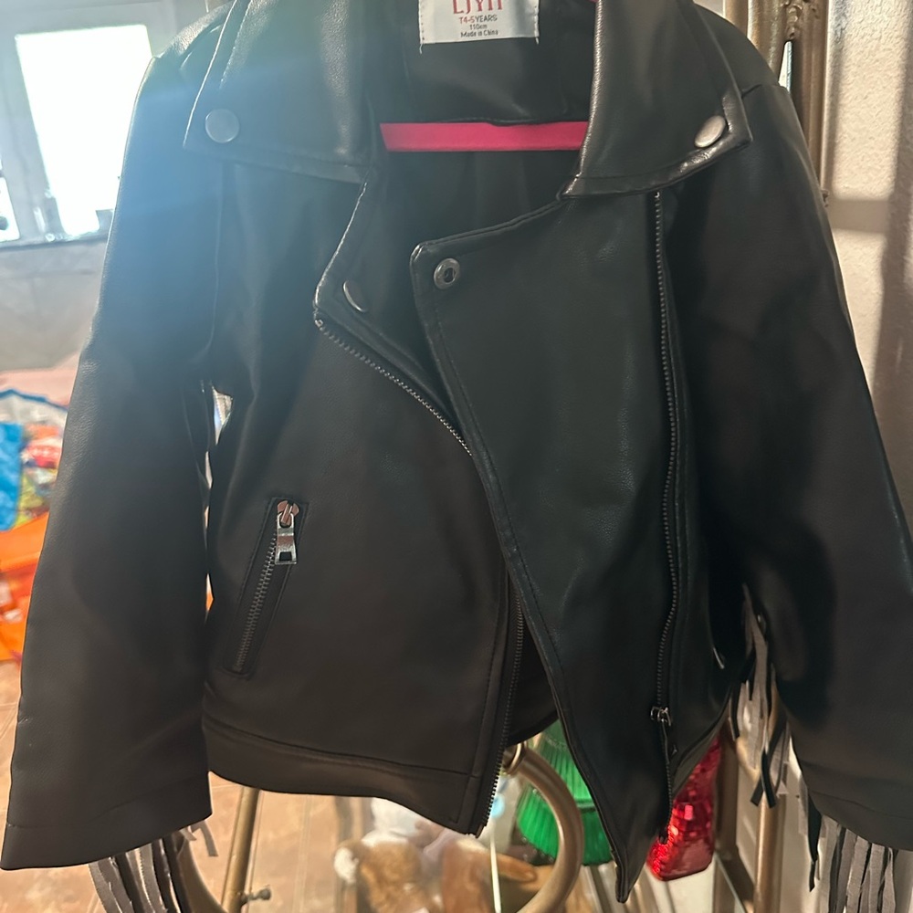 Kids Black Faux Leather Jacket